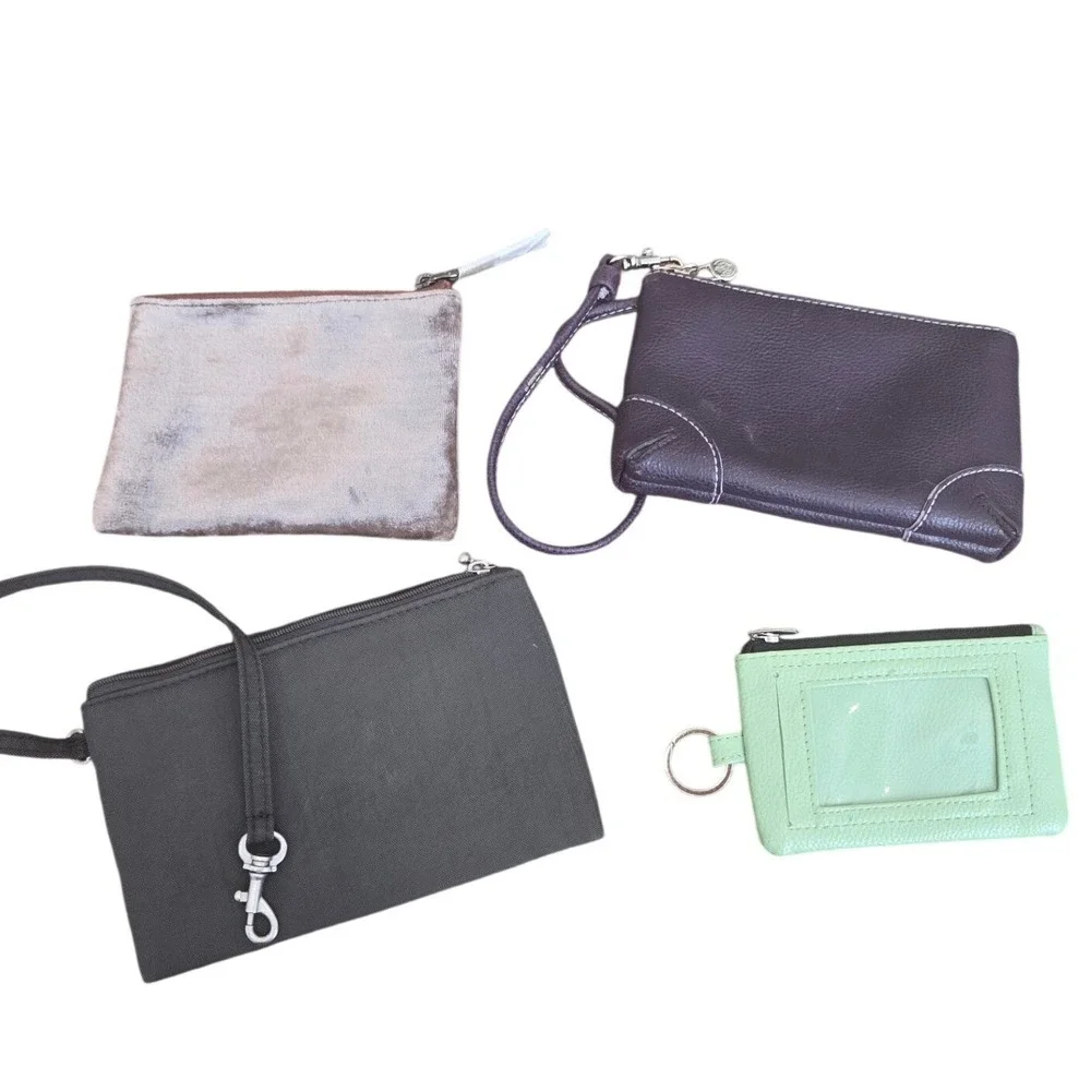 Lot Bundle 4 Pouches‎ Wristlets Card Key Holder RFID Travel Essentials Neutral